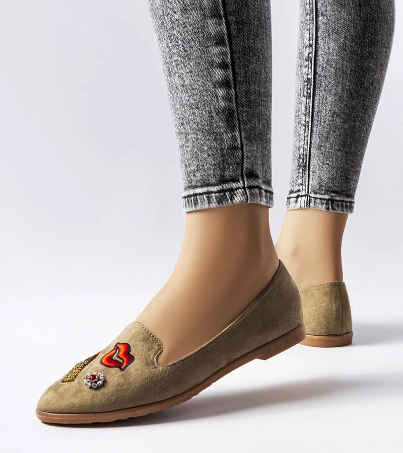 Zielone ozdobne balerinki Hillcrest