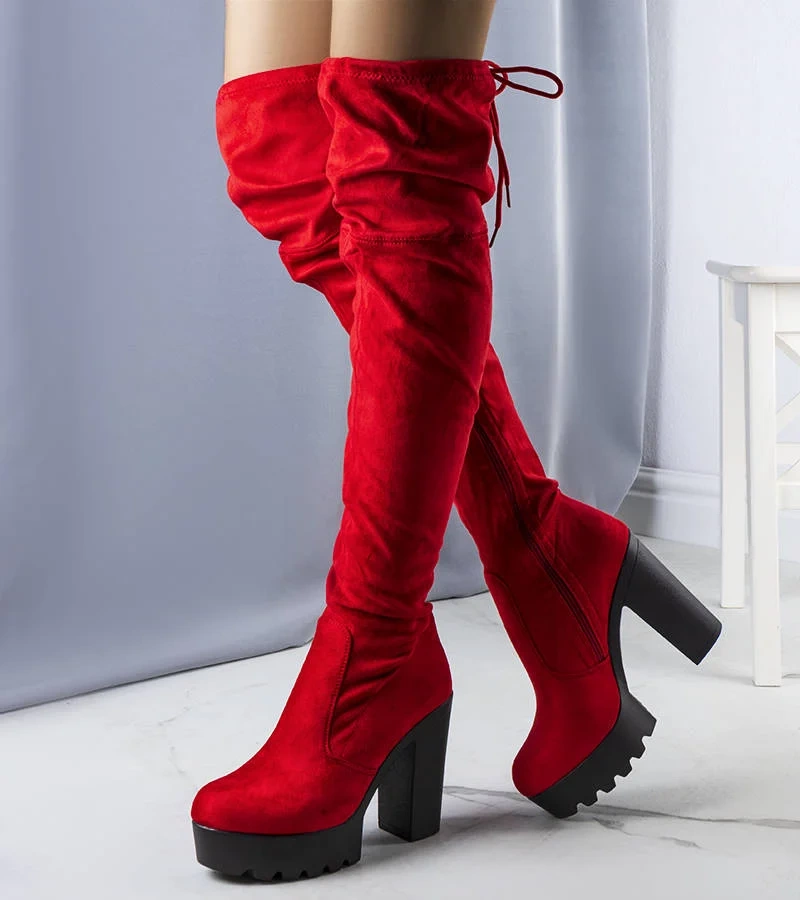 Czerwone zamszowe kozaki Westley