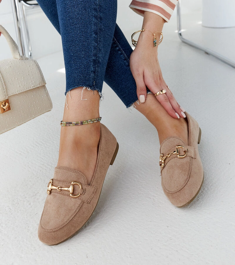 Brązowe mokasyny z klamerką Erminia