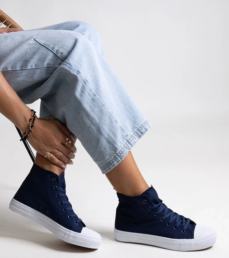 Granatowe wysokie trampki Ghanem