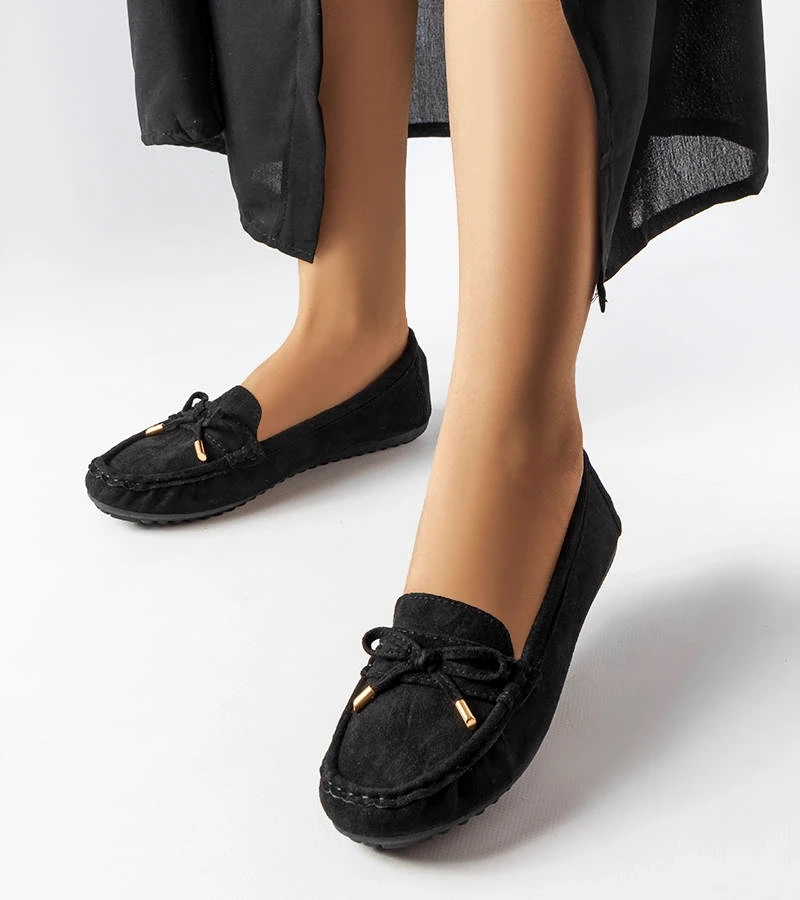 Czarne mokasyny z kokardką Grasselli