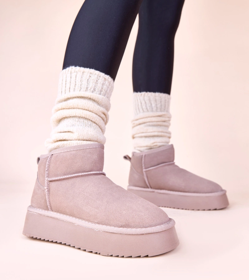 Szare śniegowce z naturalnego zamszu Armona