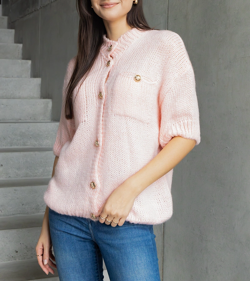 Sweter różowy z krótkim rękawem Shela