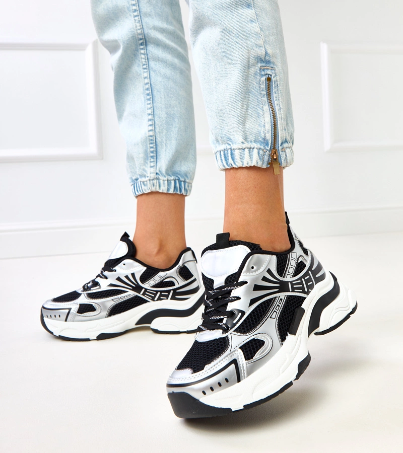 Czarne sneakersy sportowe na masywnej podeszwie Tims