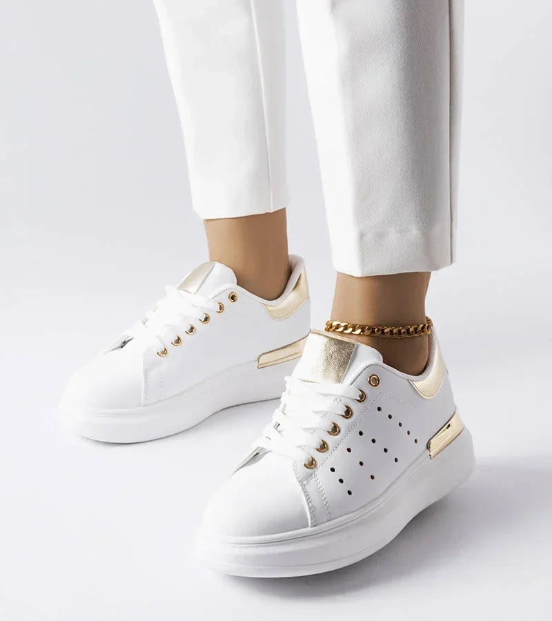 Białe sneakersy z kolorową perforacją Chalut