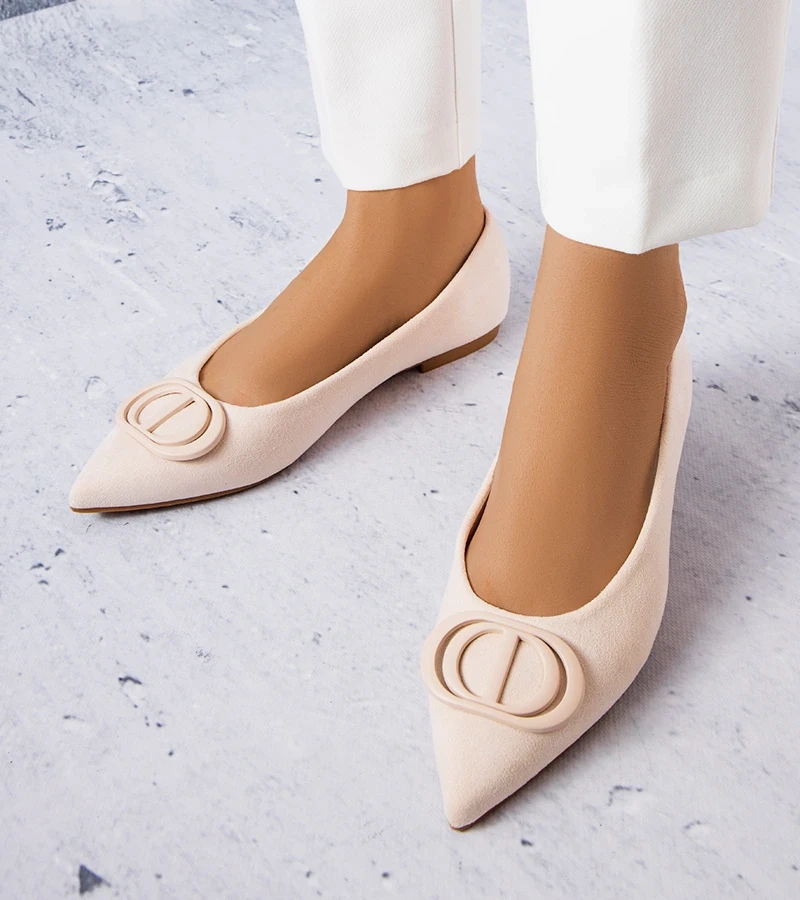 Beżowe balerinki z ekozamszu Grignon