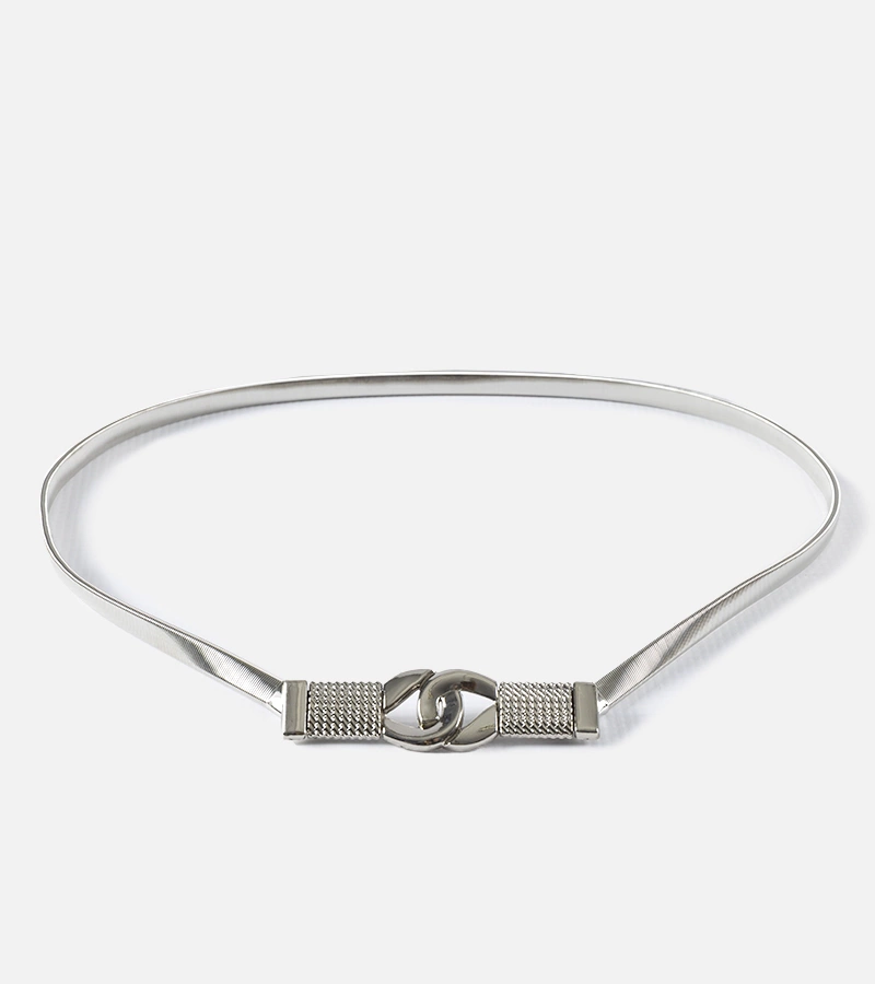 Srebrny elastyczny cienki pasek Leonide