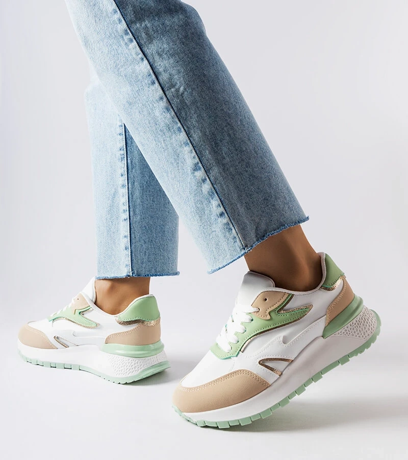 Biało-zielone sneakersy Batilda