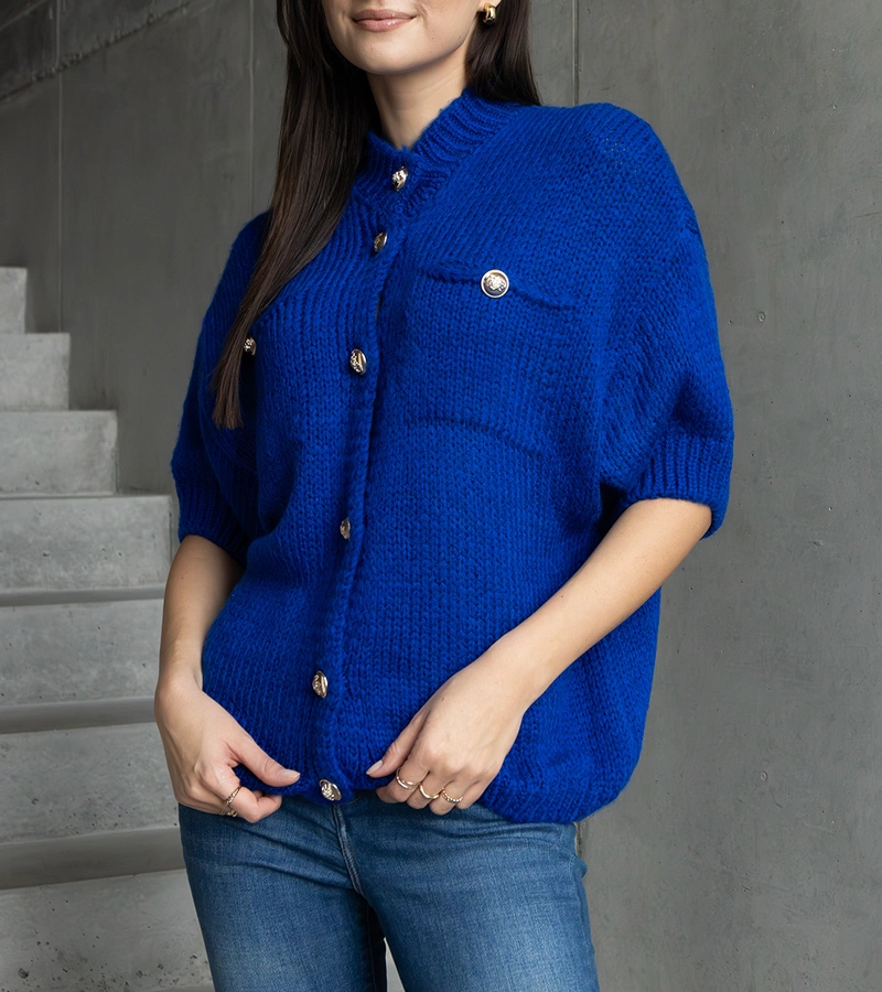 Sweter niebieski z krótkim rękawem Shela