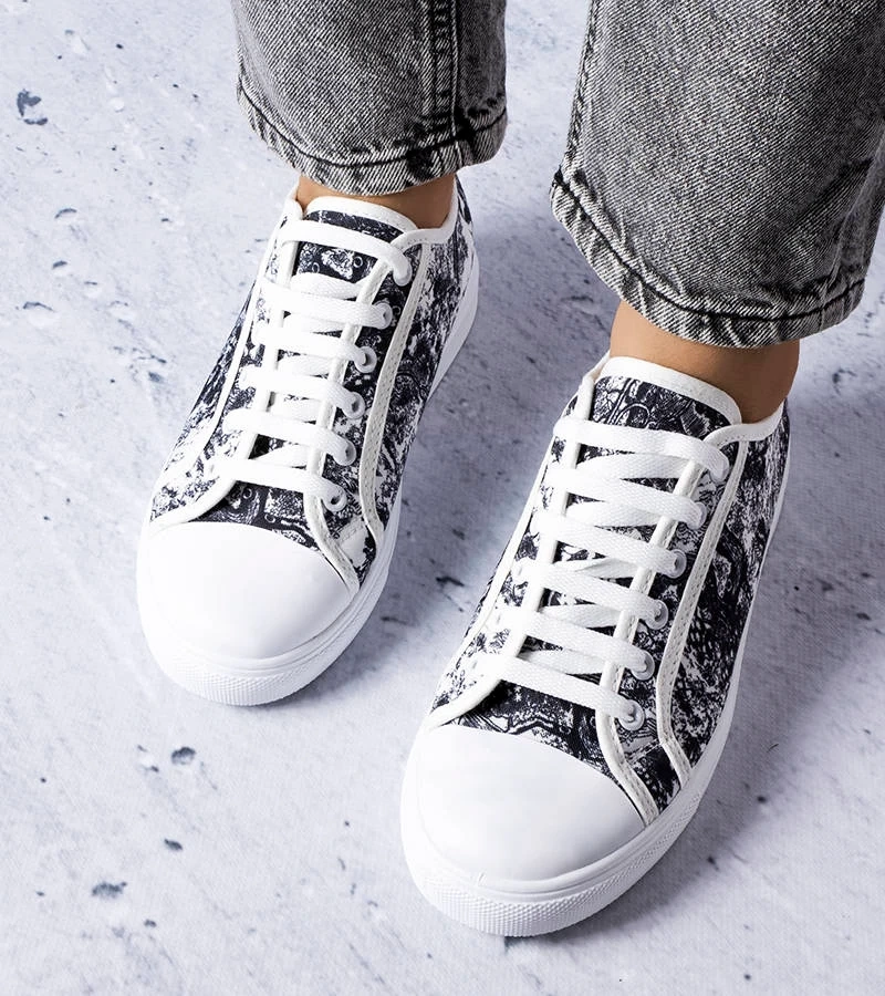 Biało-czarne tenisówki materiałowe Aucoin