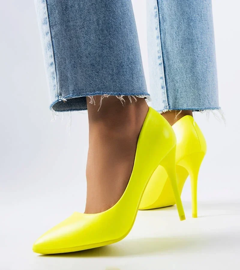 Żółte neonowe wysokie szpilki Lamothe