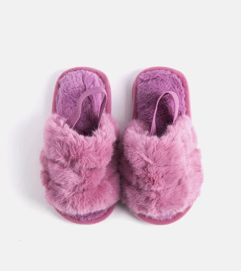 Fioletowe kapcie na gumkę Mia