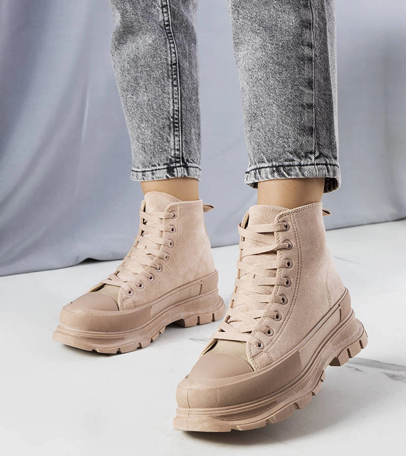 Ciemnobeżowe trampki na platformie Gertrude