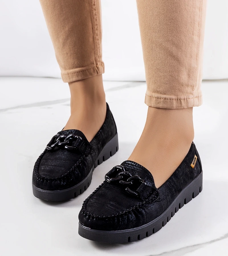 Czarne mokasyny na platformie Indira