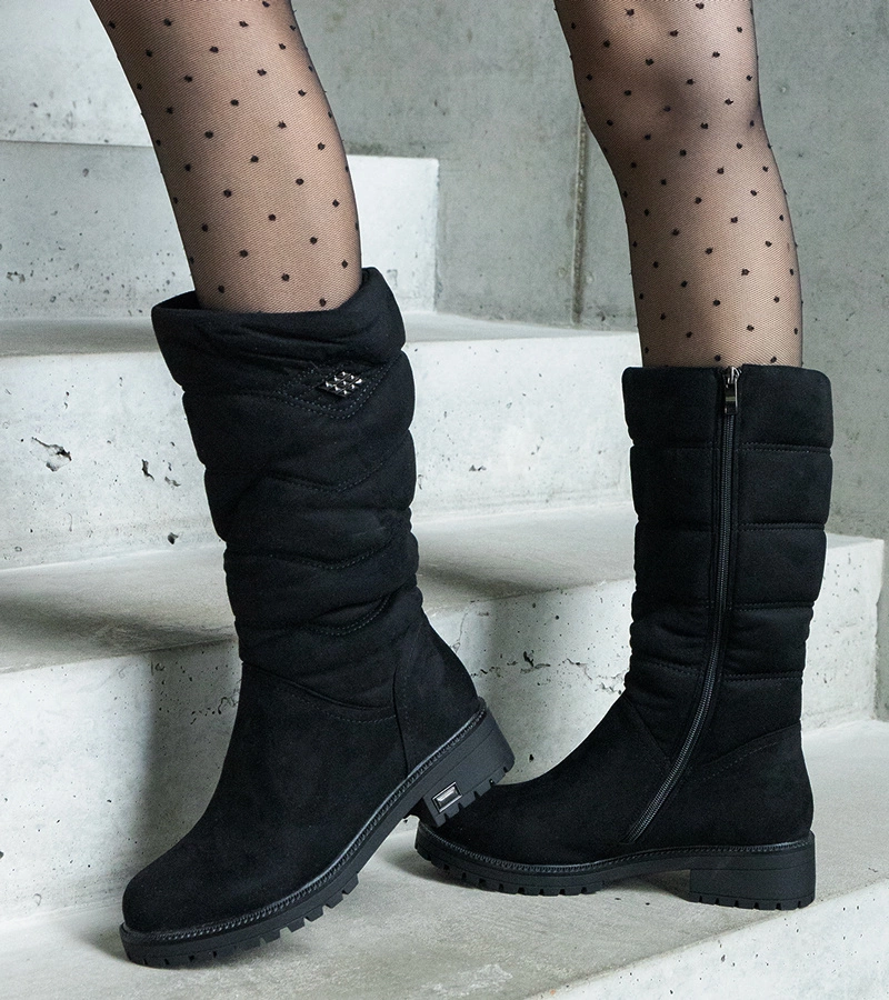 Czarne ocieplane kozaki Jaelynn