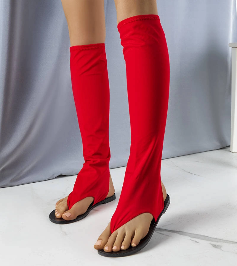 Czerwone japonki z długą cholewką Irma