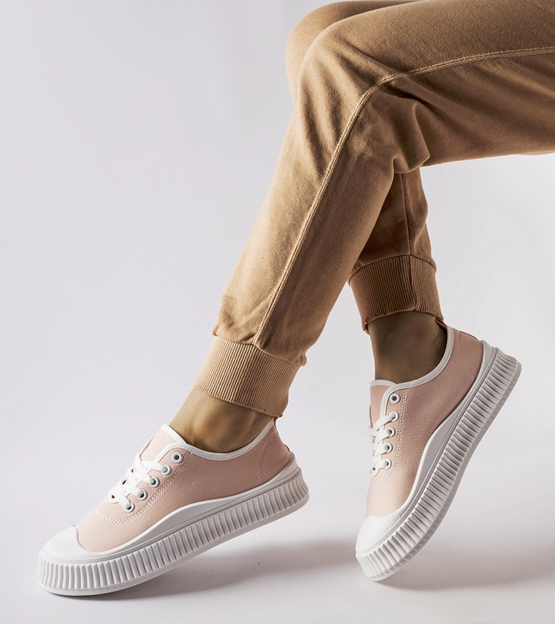 Różowe trampki na platformie Collepepe