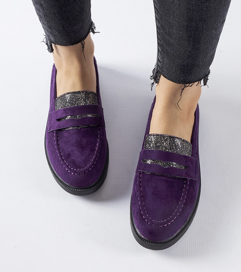 Fioletowe mokasyny z cyrkoniami Ippolito
