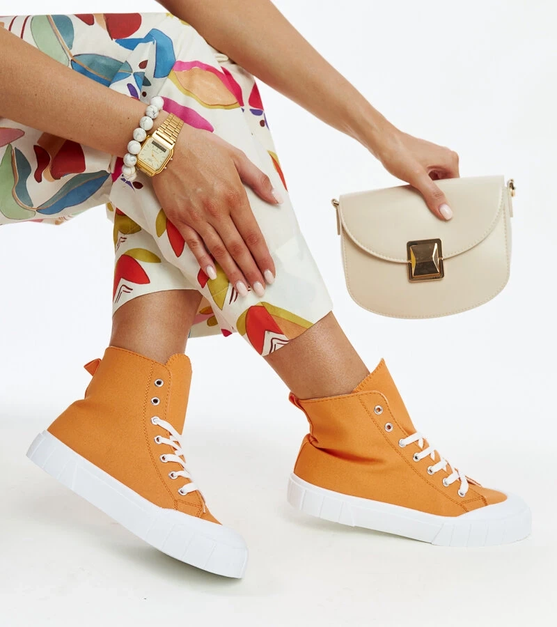 Pomarańczowe wysokie trampki Vinka