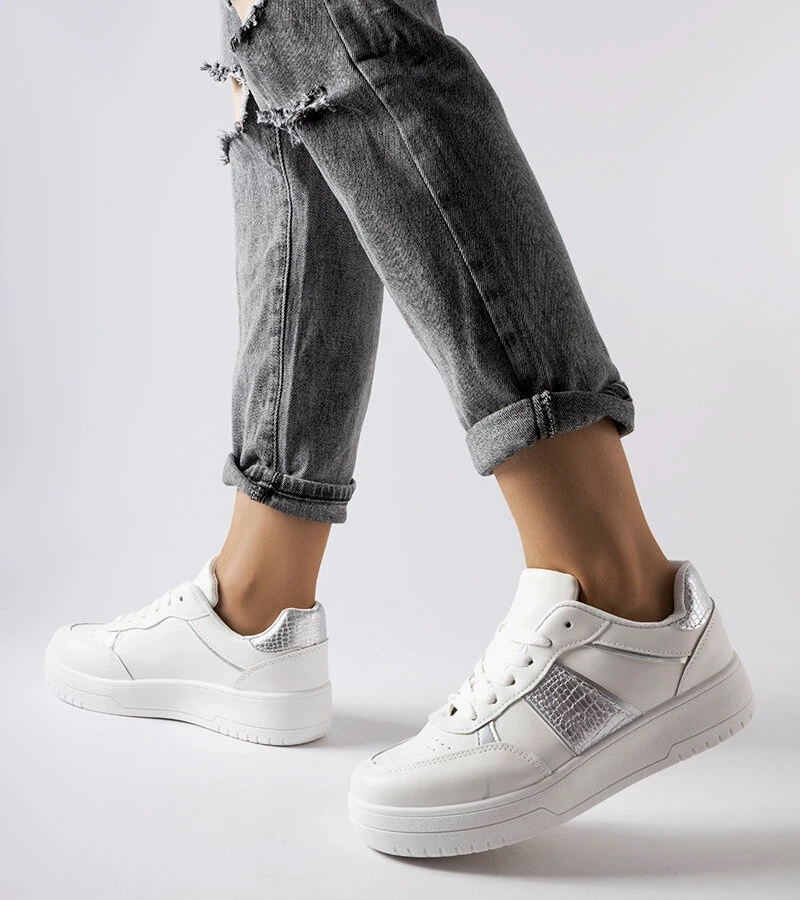 Biało-srebrne sportowe sneakersy Parma