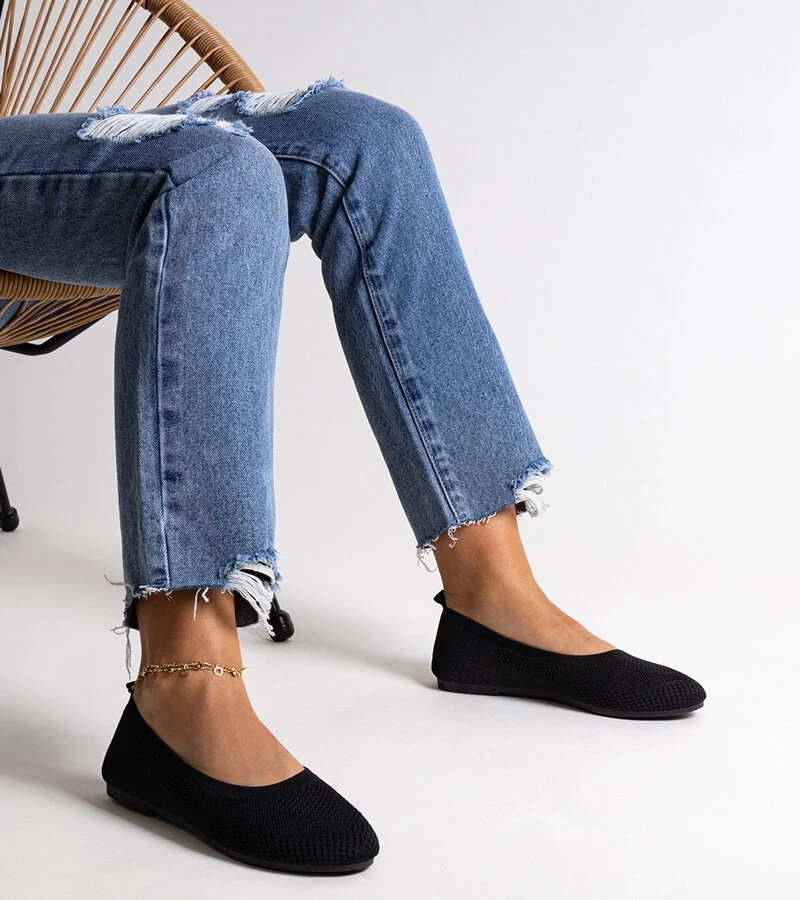 Czarne baleriny materiałowe Yafia