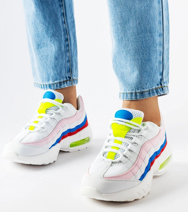 Białe sneakersy z kolorowymi wstawkami Joline