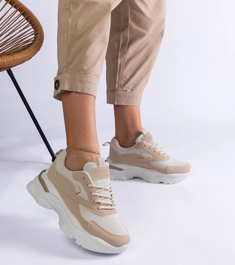 Beżowe sneakersy na grubszej podeszwie Guerrera