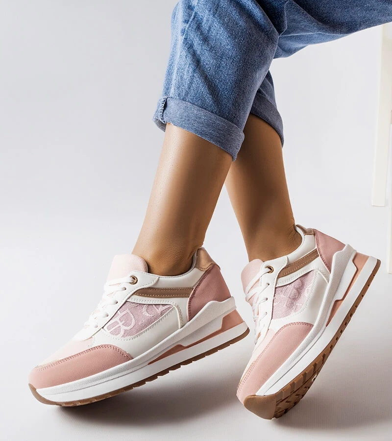 Różowe sneakersy ze wzorystą wstawką Genovesee