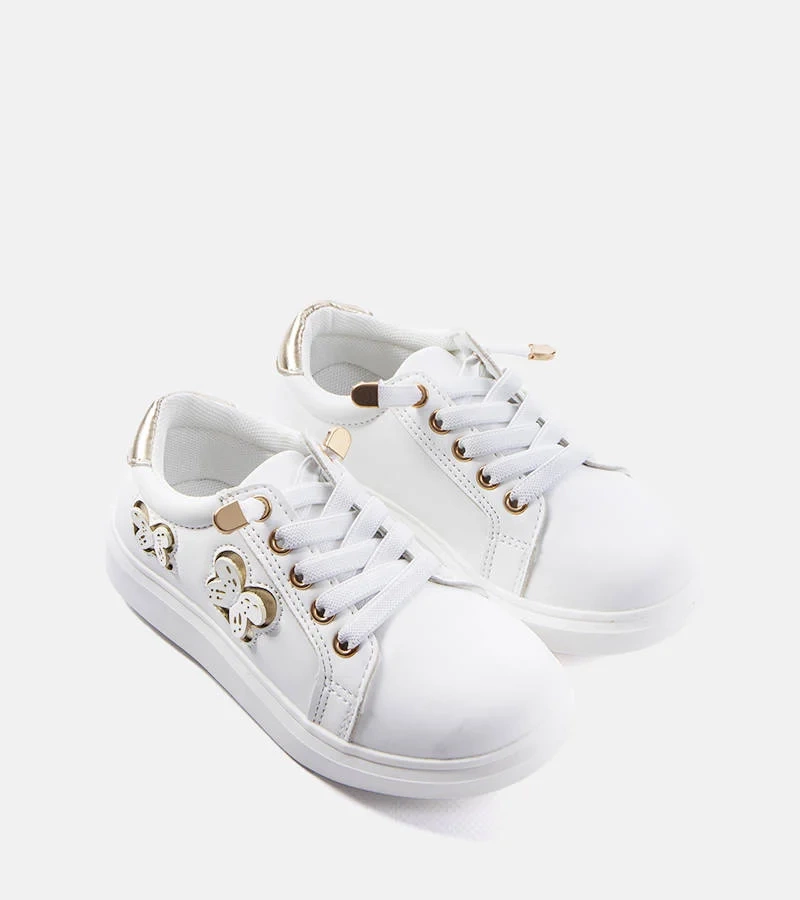Białe sneakersy zdobione motylkami Senapus
