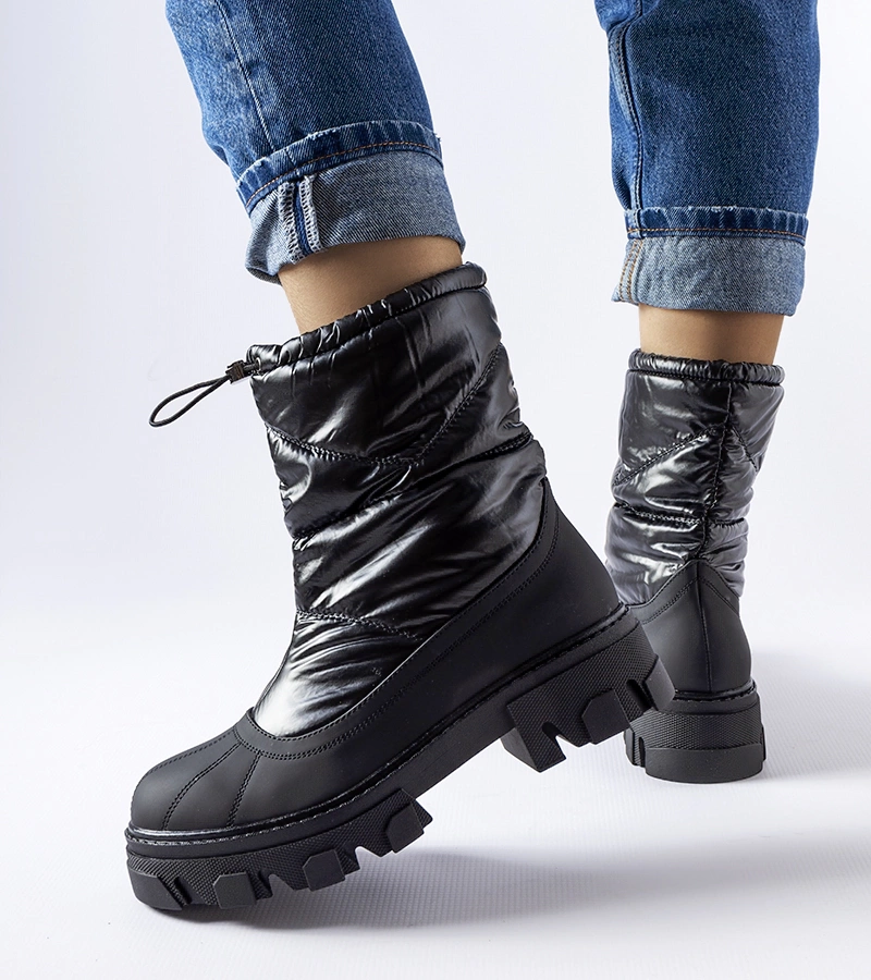 Czarne śniegowce ze ściągaczem Cendrillon