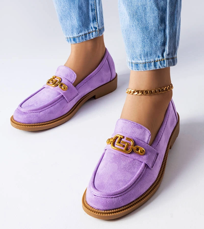 Fioletowe eleganckie mokasyny z ozdobą Ouellet