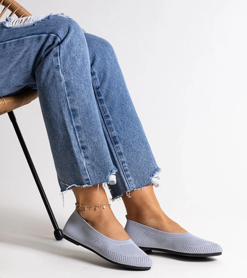 Szare baleriny materiałowe Yafia