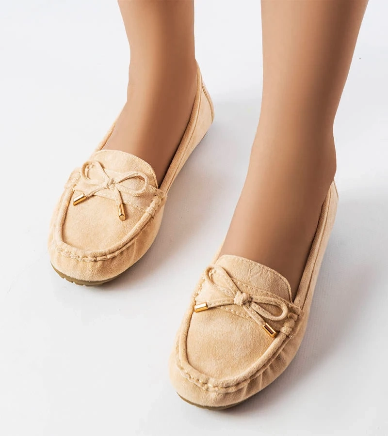 Beżowe mokasyny z kokardką Grasselli