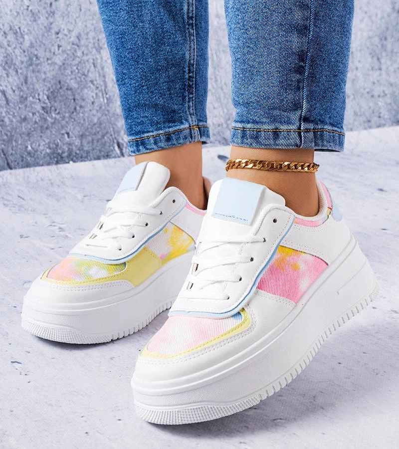 Biało-niebieskie buty na platformie Heloise