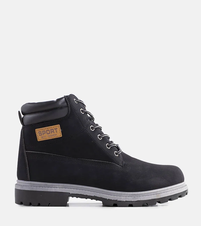 Czarne ocieplane trapery męskie Kinze