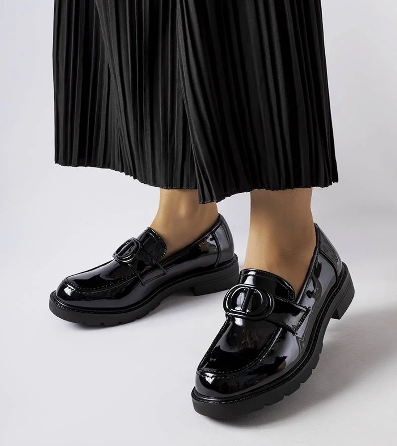 Czarne lakierowane mokasyny Scranton