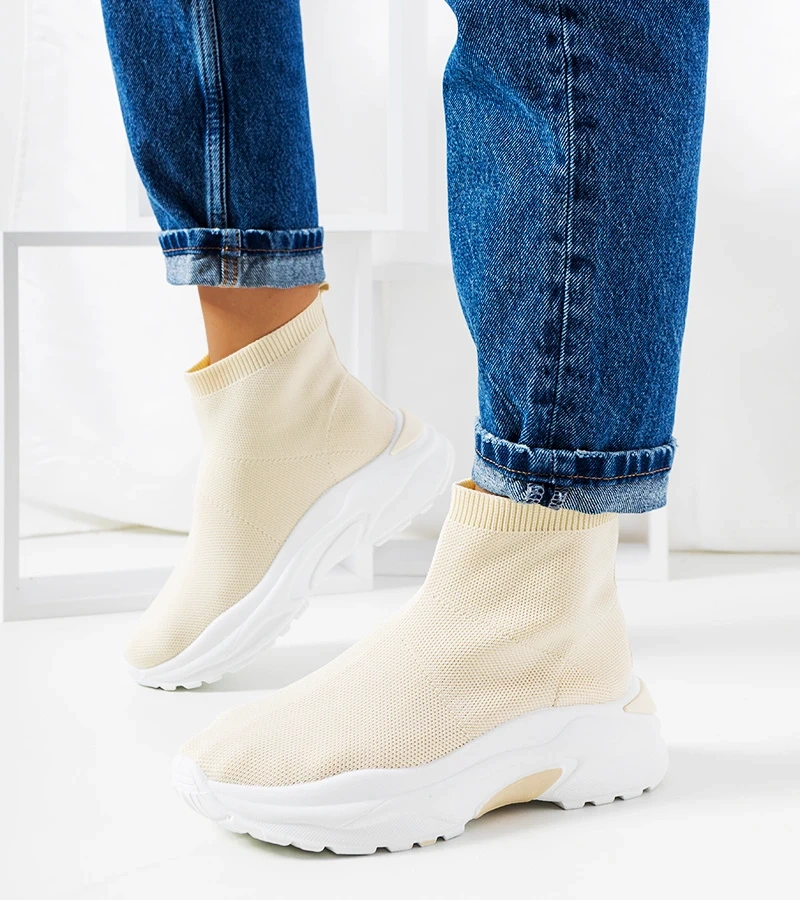 Beżowe wysokie sneakersy Melasak