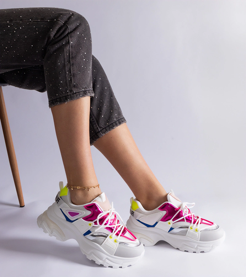 Biało-rózowe sneakersy sportowe Sulamita