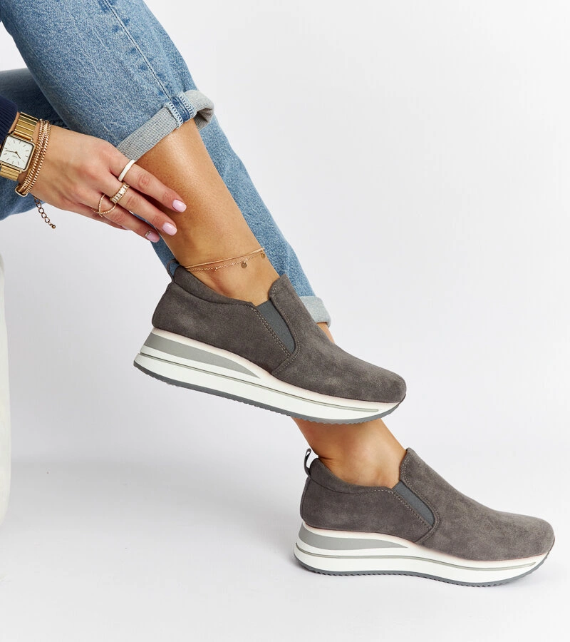 Szare sneakersy na platformie Cliffside