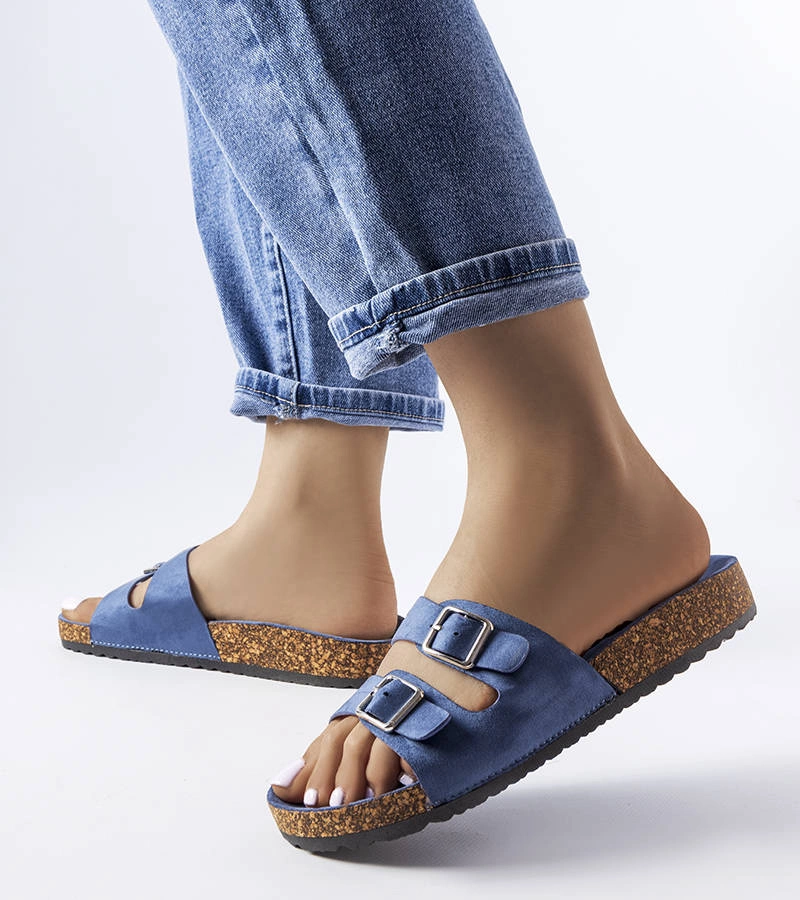 Granatowe klapki na korkowej podeszwie Cincinna