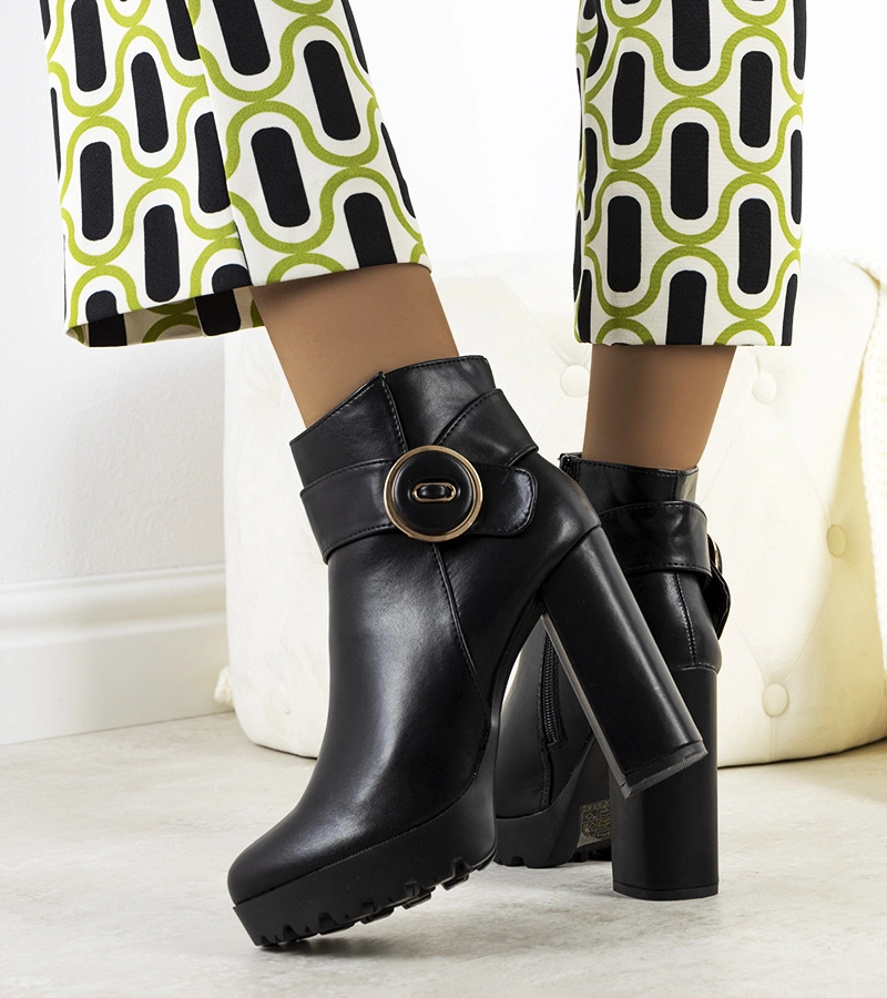 Czarne botki na wysokim obcasie Aminat