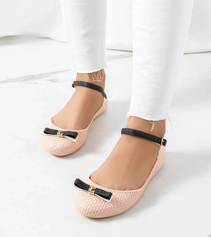 Beżowe baleriny damskie Heather