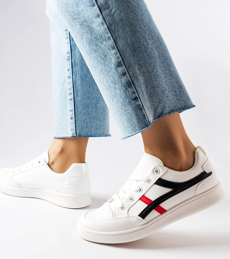 Białe tenisówki na płaskiej podeszwie Bonafous