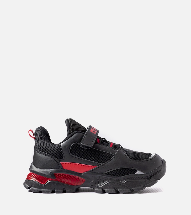 Czarno-czerwone sneakersy na rzepy Blanchefle