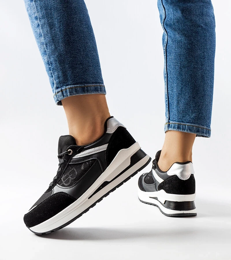 Czarne sneakersy ze wstawką Genovesee