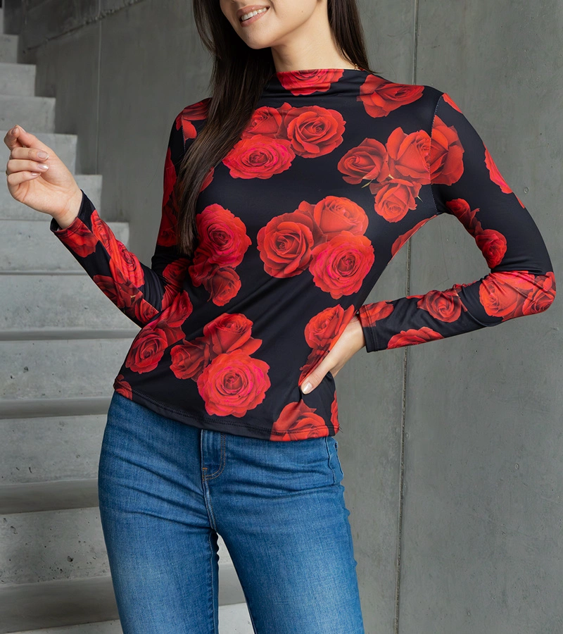 Czarna bluzka zdobiona printem Amaya