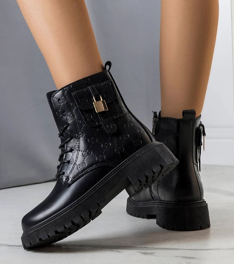 Czarne ocieplane traperki Coal