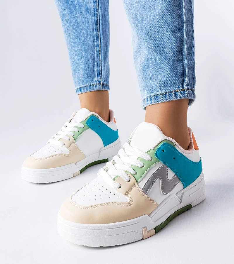 Beżowo-niebieskie buty na platformie Harter