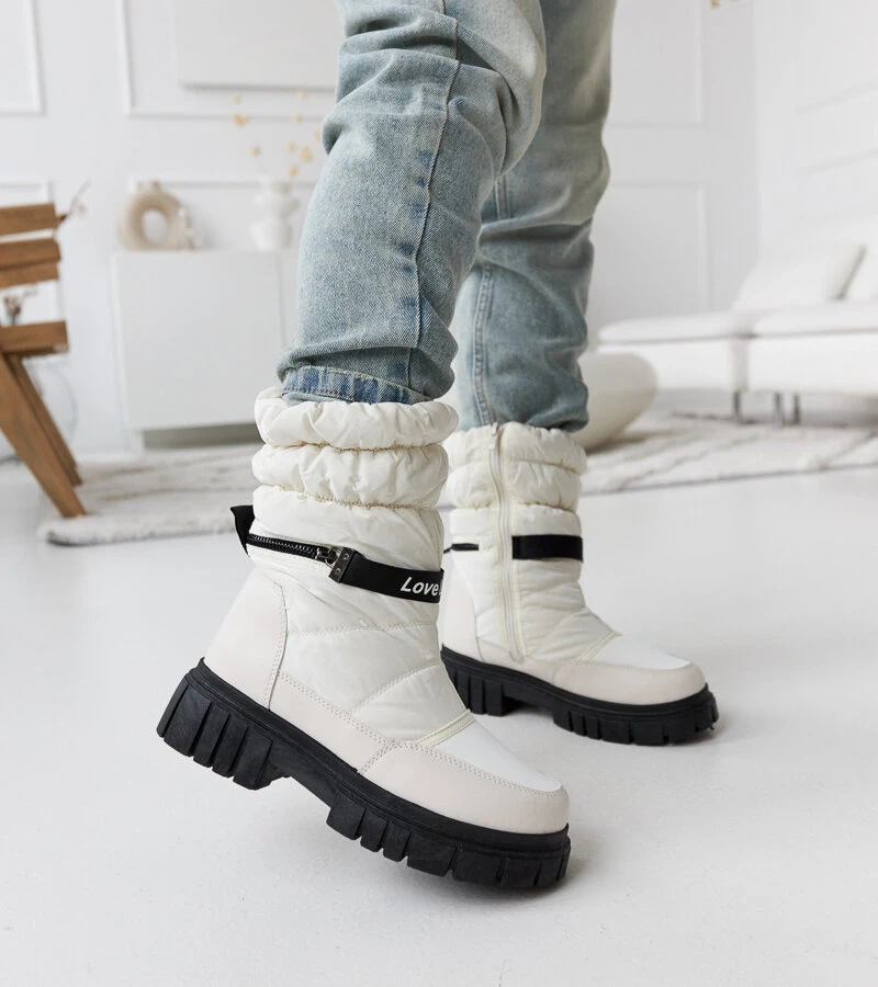 Beżowe ocieplane śniegowce damskie Pulliam