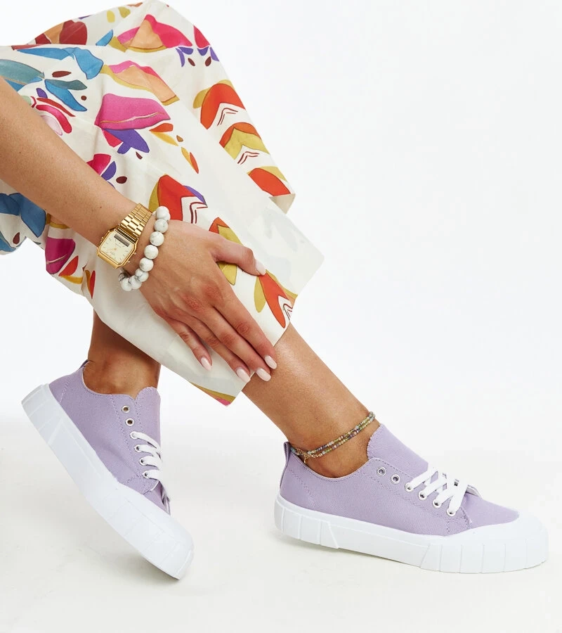 Fioletowe materiałowe trampki Eduarda